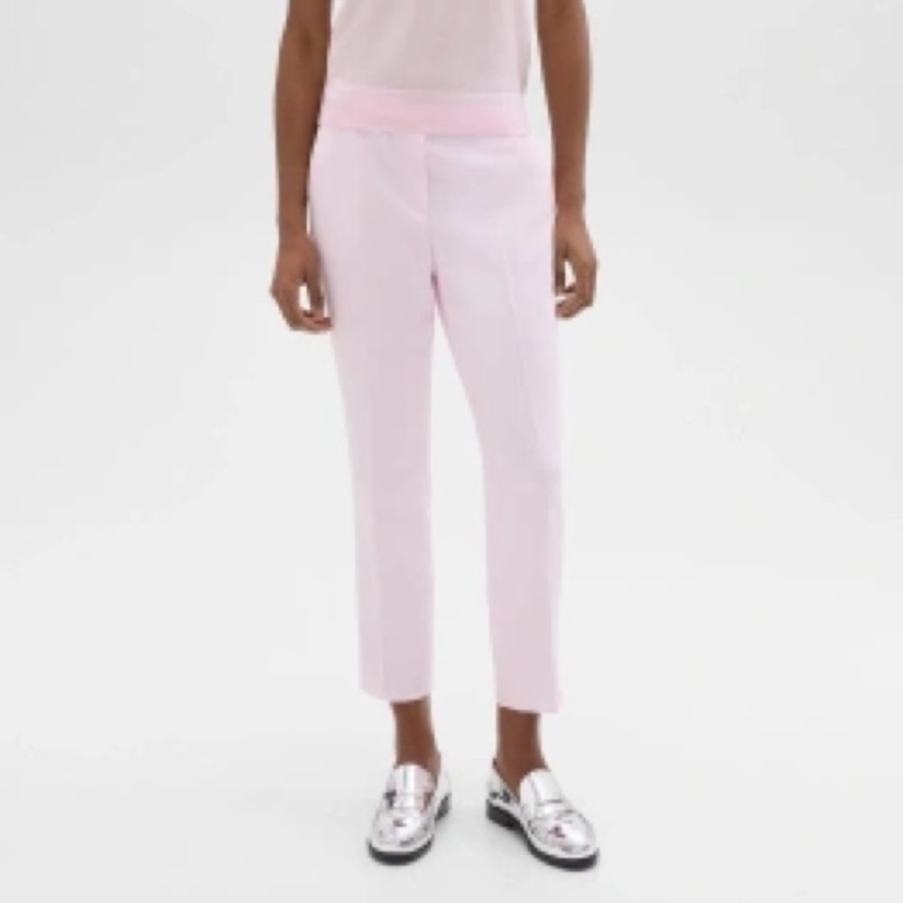 Theory Pink Linen Trecca Pull On Women's Pants